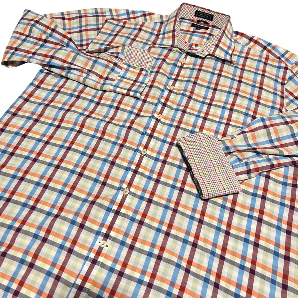 Viyella Button Down Shirt Mens XL Multicolor Plaid Long Sleeve Cotton 1505